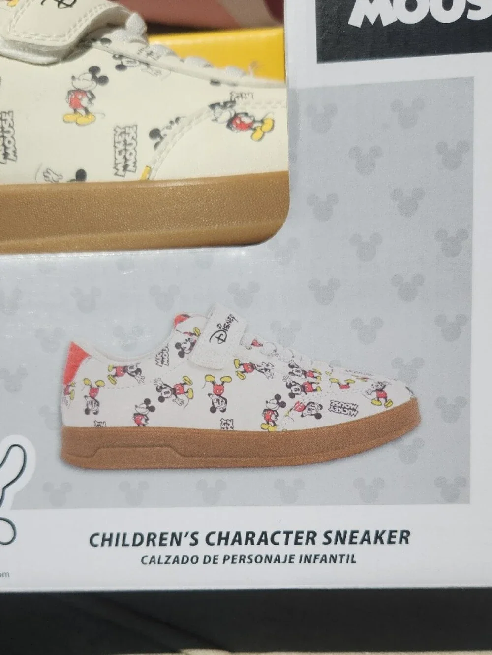 Disney Mickey Mouse White and Gum-Trim Kids Sneakers Size 3 NIB